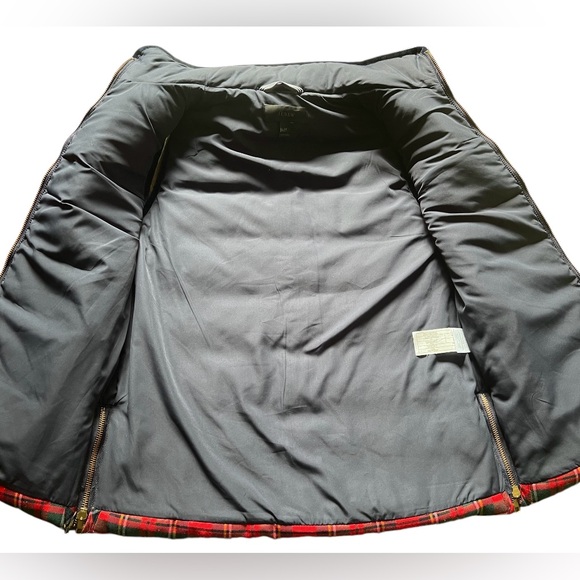 J. Crew Red Tartan Plaid Mountain Wool Blend Puffer Vest Velvet Trim- Size XS - Picture 9 of 14